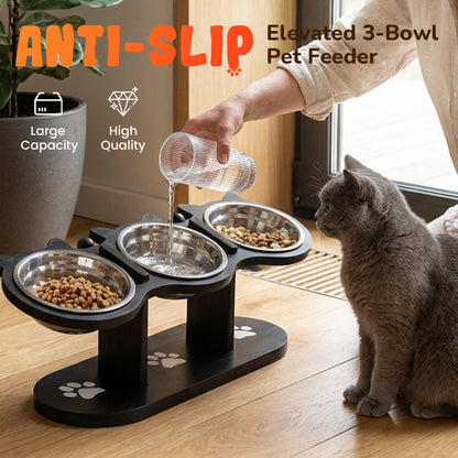 🐱 50 % RABATT NU! 🍽️ Upphöjd hund- och kattmatskål med 3 skålar – halkfri & stabil – ergonomisk design för bättre matsmältning 🐾