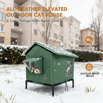 🐈 50 % RABATT NU! ☔ Allväders upphöjt utomhushus för katter – vattentätt, isolerat & hopfällbart – perfekt för utekatter året runt 🏠