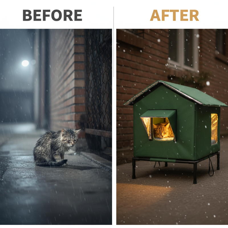 🐈 50 % RABATT NU! ☔ Allväders upphöjt utomhushus för katter – vattentätt, isolerat & hopfällbart – perfekt för utekatter året runt 🏠