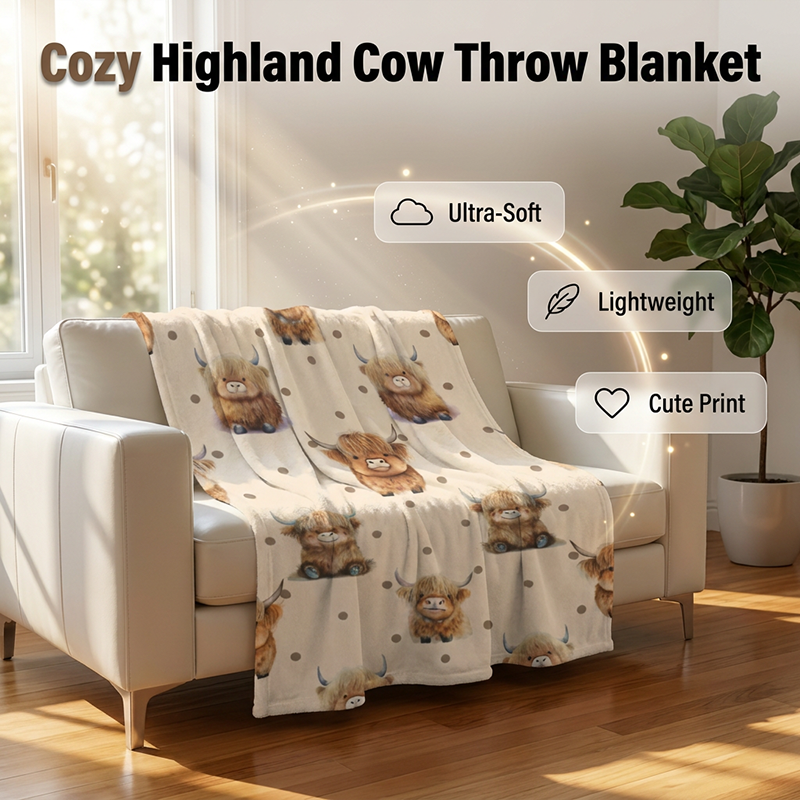 ⏳ 50% RABATT! 🐮 Ultramjuk tryckt flanellfilt