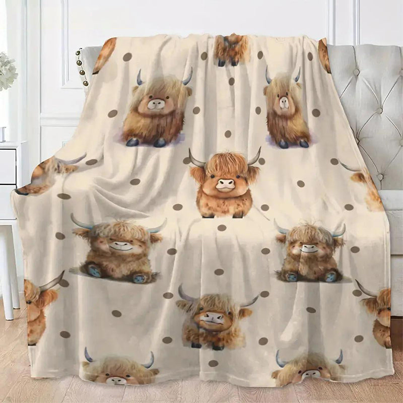 ⏳ 50% RABATT! 🐮 Ultramjuk tryckt flanellfilt