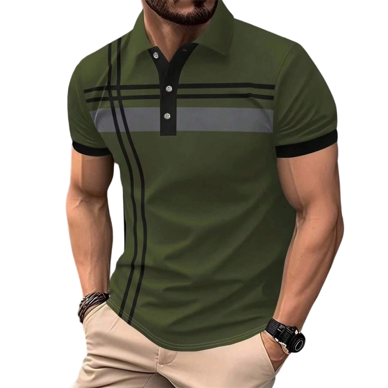 👔 50% RABATT NU!⛳ Herr Randig Pikéskjorta – Snabbtorkande & Andningsbar – Casual Business Golf Kortärm ✨