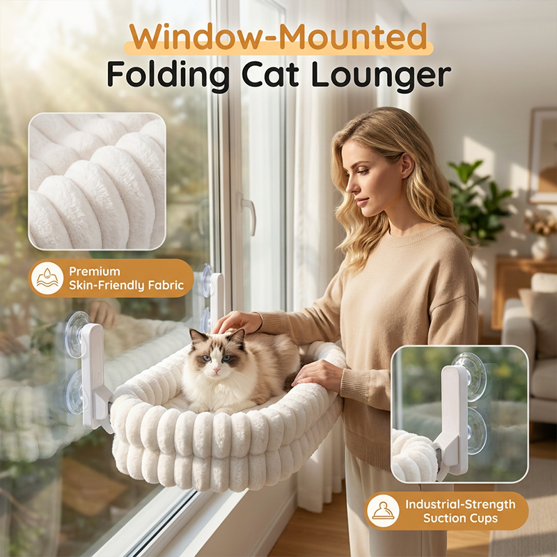 🐱 50 % RABATT NU! ☀️ Hopfällbar kattfönsterhängmatta med sugkoppar – bekväm solplats & platsbesparande ✨