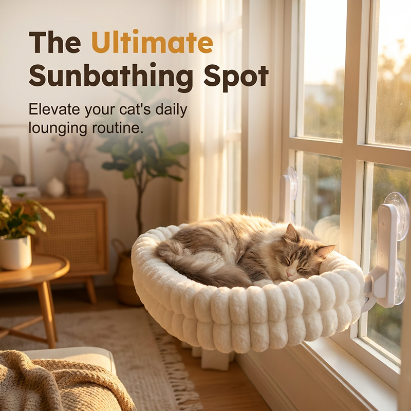🐱 50 % RABATT NU! ☀️ Hopfällbar kattfönsterhängmatta med sugkoppar – bekväm solplats & platsbesparande ✨