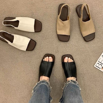 🔥2026 års nyhet👡Retro-sandaler med fyrkantig tå och hälrem för damer