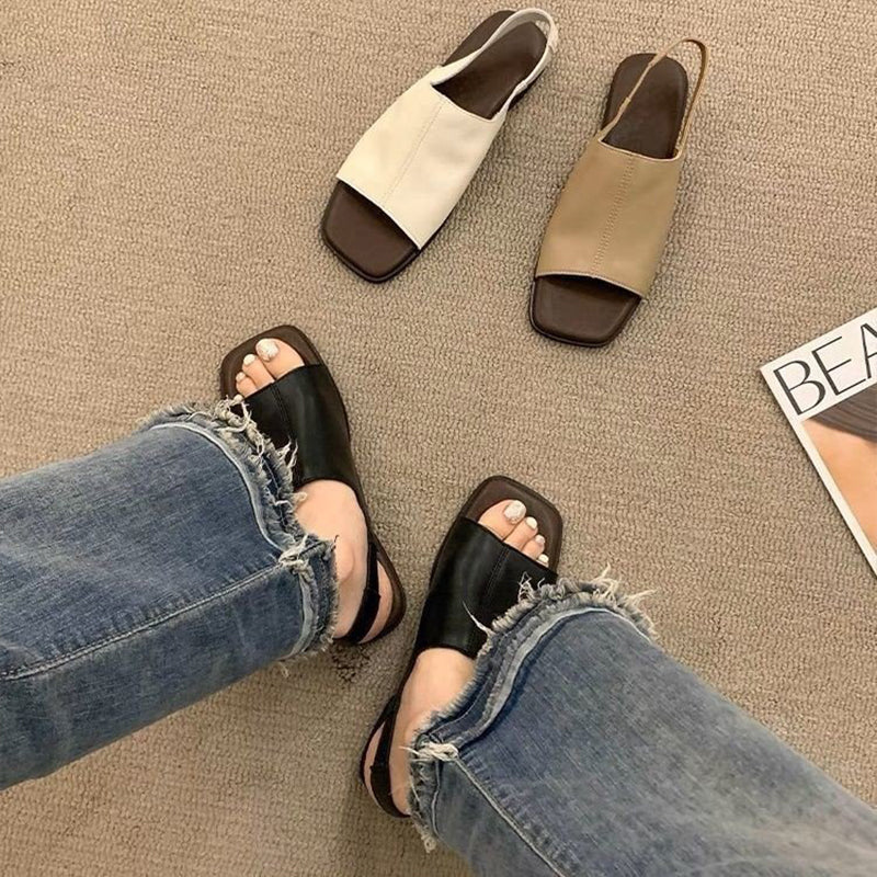 🔥2026 års nyhet👡Retro-sandaler med fyrkantig tå och hälrem för damer