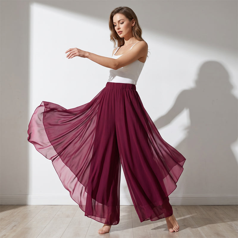 👖 NU 50% RABATT HALVA PRIS 🔥 Asymmetriska chiffongbyxor med vida ben för dam ☁️✨