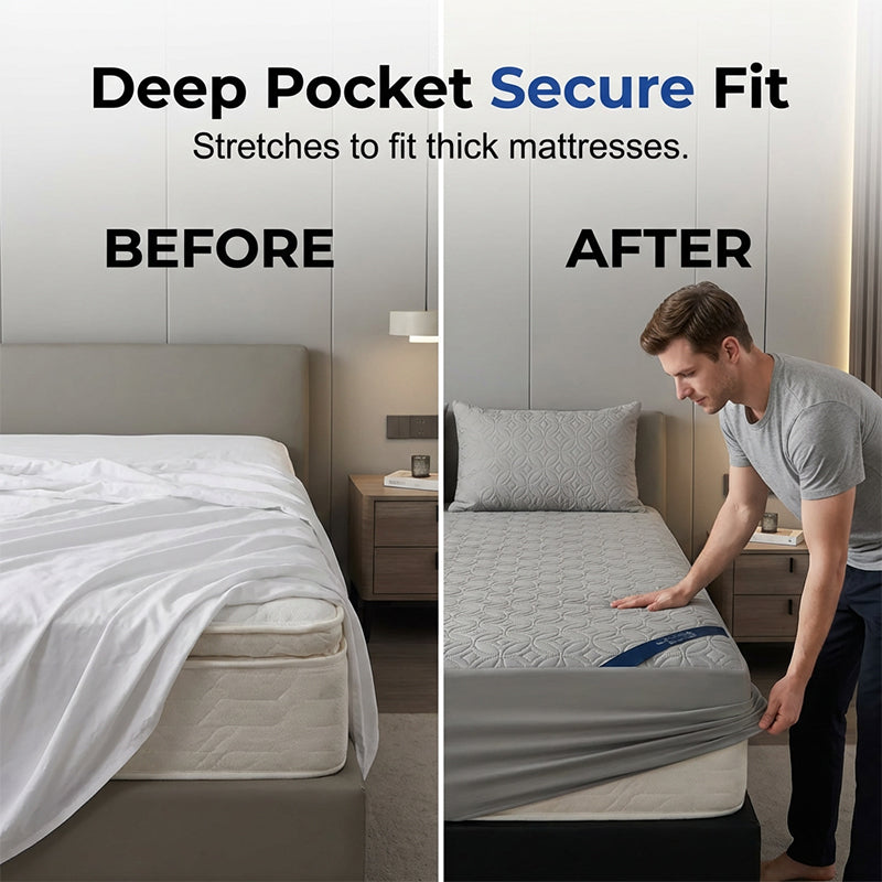 🛏️ 50% RABATT NU! 💧 Vadderat Vattentätt Madrasskydd – Mjukt & Andningsbart – Perfekt för en God Natts Sömn 🌙
