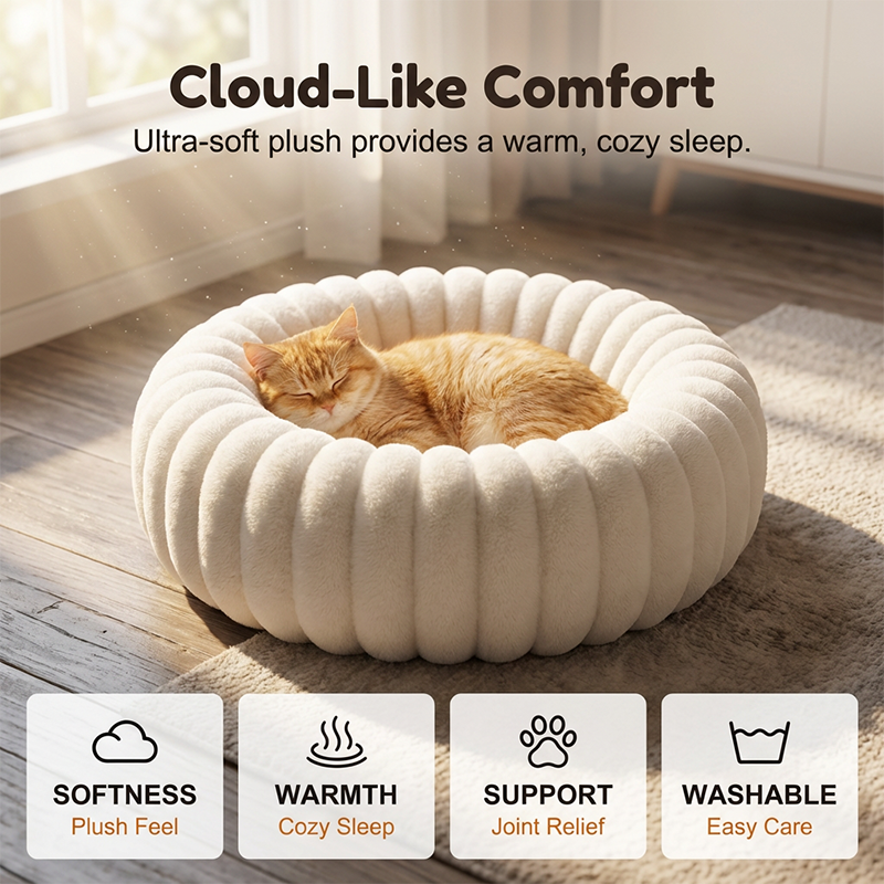 🐶 50% RABATT NU! 🛏️ Ultramjuk Rund Lugnande Husdjursbädd – Den Perfekta Sovplatsen för Hundar & Katter – Upphöjd Kant & Ortopediskt Stöd 🌙