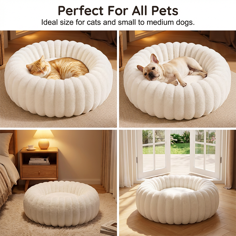 🐶 50% RABATT NU! 🛏️ Ultramjuk Rund Lugnande Husdjursbädd – Den Perfekta Sovplatsen för Hundar & Katter – Upphöjd Kant & Ortopediskt Stöd 🌙