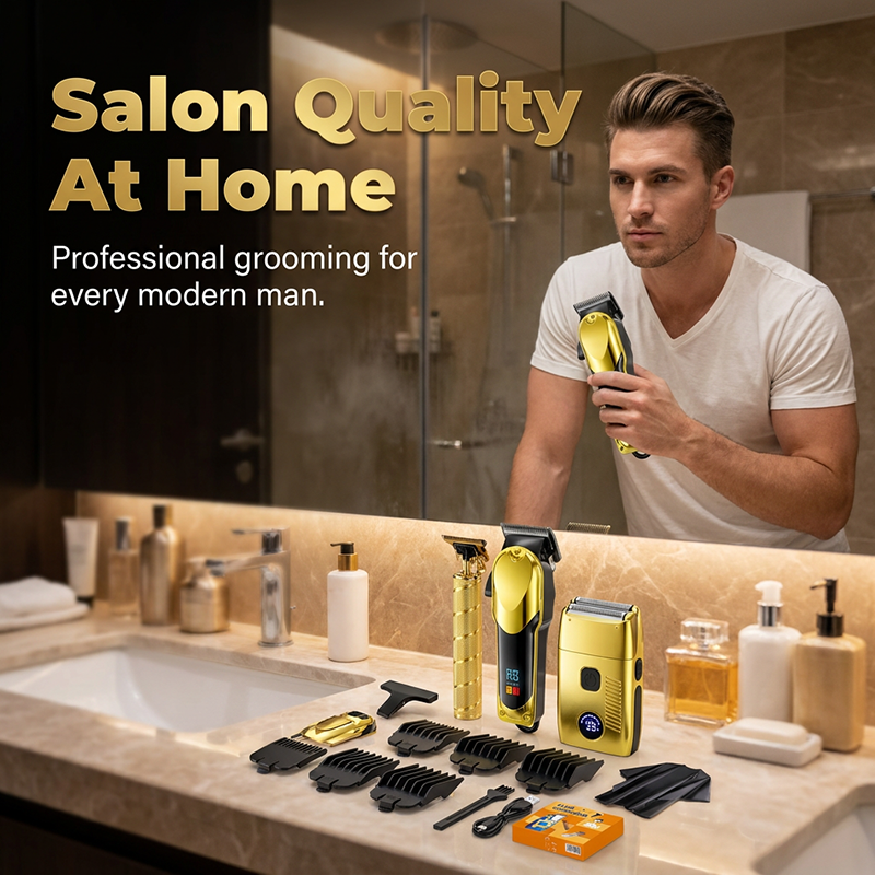 ✂️ 50% RABATT NU! ⚡ Professionellt Elektriskt Hårklippningsset för Män – Titaniumbladar & Smart LED – Perfekt för Hårklippning, Skägg & Styling – Sladdlöst & Lång Batteritid 💈