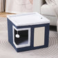 🐱 50 % RABATT NU! 🏠 Foldable 2-in-1 cat cube house – två nivåer, integrerad klösmatta & hopfällbar design – perfekt för små utrymmen 🧶