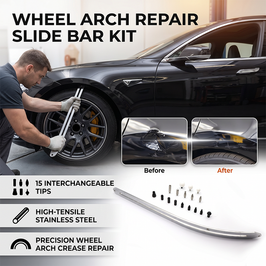 🔧 50 % RABATT NU! 🚗 Wheel arch dent repair kit – lackskyddad, stålsläde & flera huvuden – perfekt för lackskador på hjulhus 🛠️