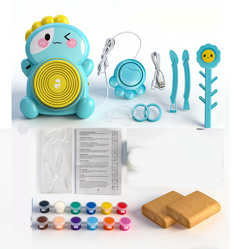 🎨 50 % RABATT – TIDSBEGRÄNSAT! Elektriskt keramikhjul för barn – komplett DIY‑lerpysselkit – med fotpedal, 12 färger & lufttorkande lera 🏺✨