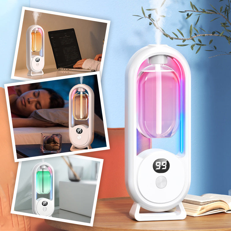 🌸 50 % RABATT NU! 💨 Automatisk aromaterapi diffusor – 5 nivåer justering, väggmontering & bordsplacering, färgglatt nattljus – perfekt för avkoppling hemma eller på kontoret 🕯️