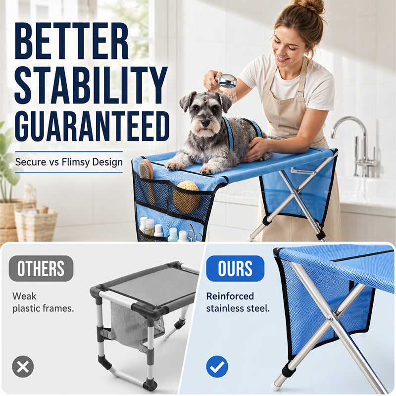 🐕 50 % RABATT NU! 🛁 2‑i‑1 hopfällbar skötselbädd för husdjur – stabil, andningsbar & avtagbar – perfekt för bad, trimning och pälsvård 🧴