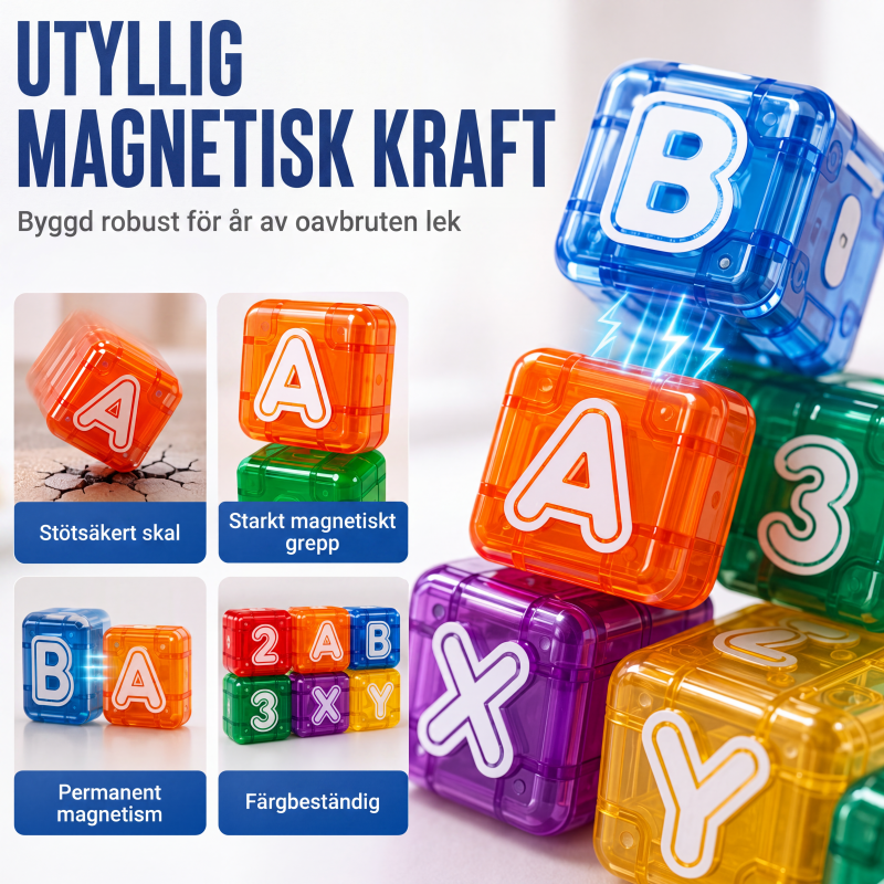 🧲 50 % RABATT NU! 🔢 Magnetiska bokstavs- och sifferkuber för barn – 40 delar, 360° stapling & lärande genom lek – perfekt för förskolebarn 📚