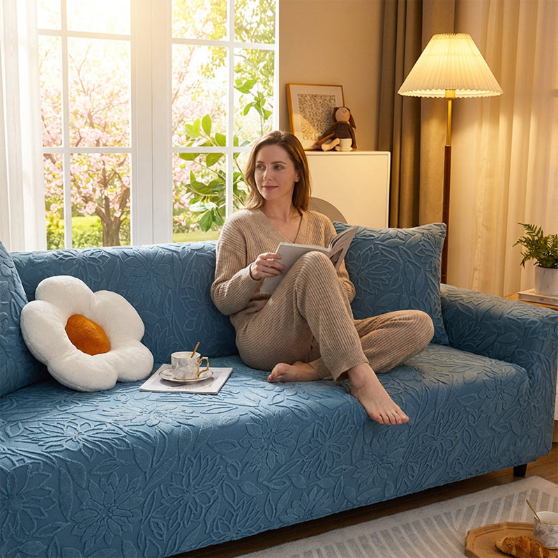 Halkskydd 3D-kameliabroderad sofföverdrag