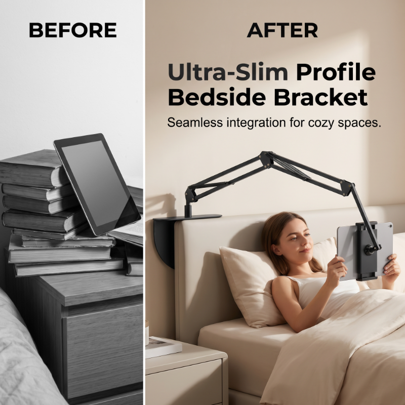 📱🛏️ Magnetiskt sängbord surfplatteställ med dold madrass‑bas – handsfree, flervinklad & universell – perfekt för filmtittande och läsning i sängen 🌙✨