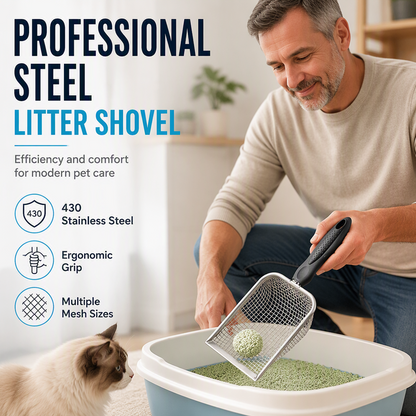 🐱 50 % RABATT NU! 🧹 Fine mesh metal cat litter scoop – professionellt rostfritt stål, snabb siktning & ergonomiskt grepp – perfekt för daglig kattvård ✨