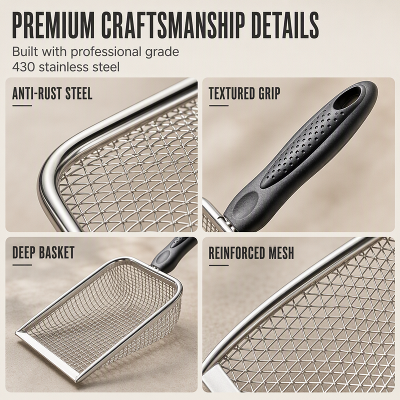 🐱 50 % RABATT NU! 🧹 Fine mesh metal cat litter scoop – professionellt rostfritt stål, snabb siktning & ergonomiskt grepp – perfekt för daglig kattvård ✨