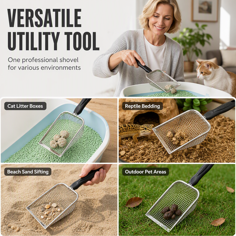 🐱 50 % RABATT NU! 🧹 Fine mesh metal cat litter scoop – professionellt rostfritt stål, snabb siktning & ergonomiskt grepp – perfekt för daglig kattvård ✨
