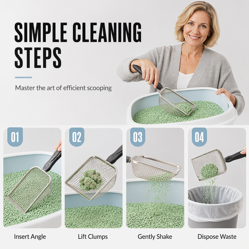 🐱 50 % RABATT NU! 🧹 Fine mesh metal cat litter scoop – professionellt rostfritt stål, snabb siktning & ergonomiskt grepp – perfekt för daglig kattvård ✨