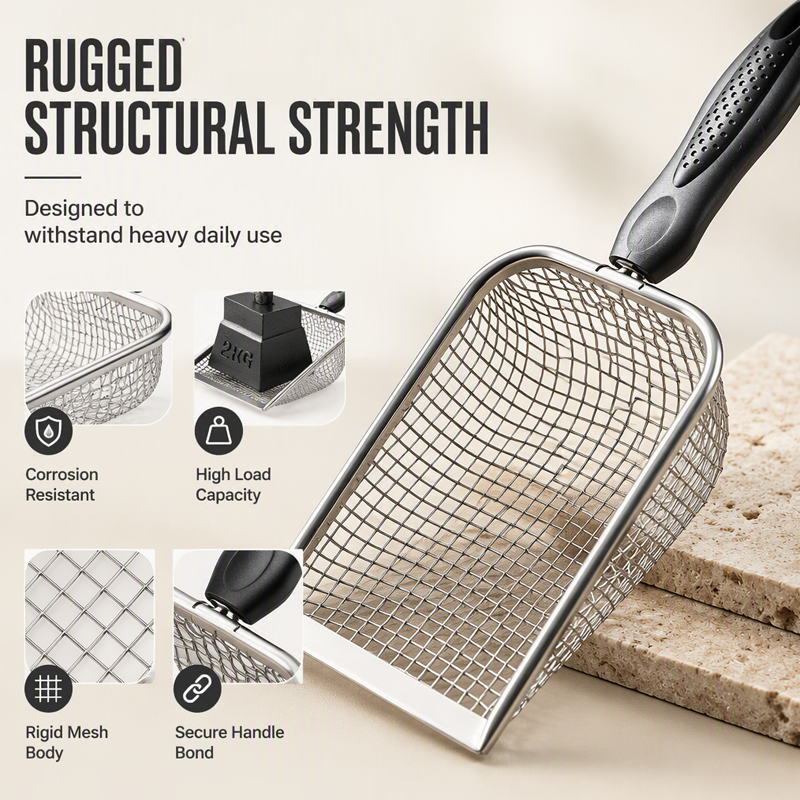 🐱 50 % RABATT NU! 🧹 Fine mesh metal cat litter scoop – professionellt rostfritt stål, snabb siktning & ergonomiskt grepp – perfekt för daglig kattvård ✨