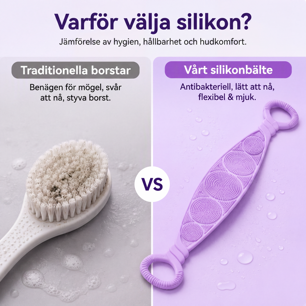 Dubbelsidig ryggskurborste i silikon