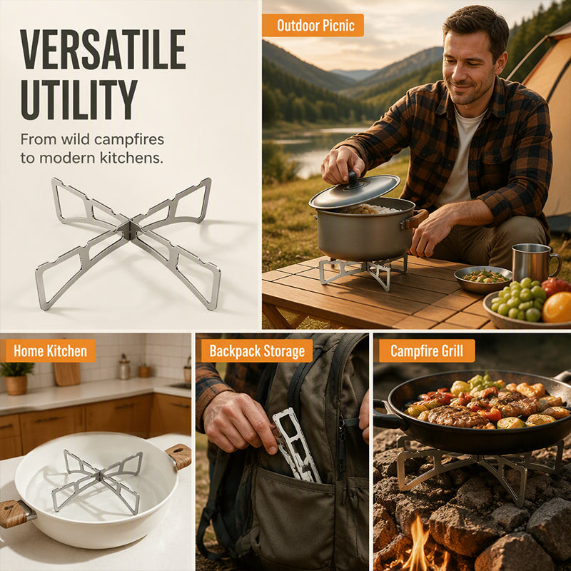 ⛺50% RABATT!🥘 Ultralätt stativ för utomhus alkoholkokare, stabil och kompakt♨️