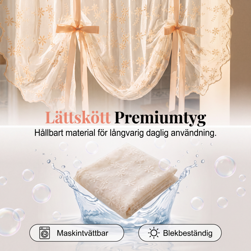 📢📢50 % RABATT !! ⏰Broderad blommig knytbar skir gardin
