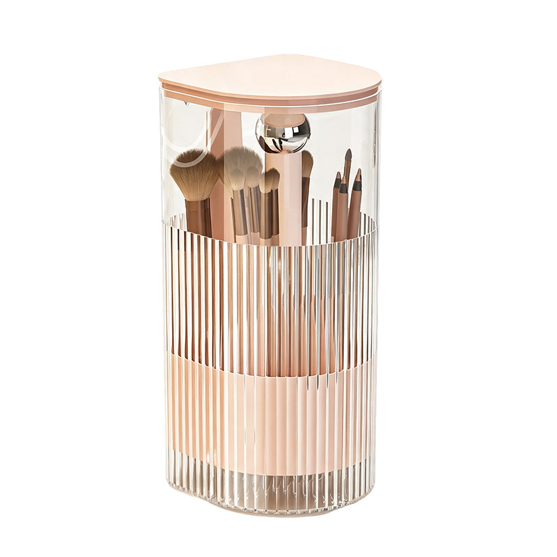 🎉 BEGRÄNSAD TID 50% RABATT! 💄 Elegant Dammsäker Sminkborste-Organisatör – Tryck-Upp Förvaring, Flera Fack & Skyddslock ✨