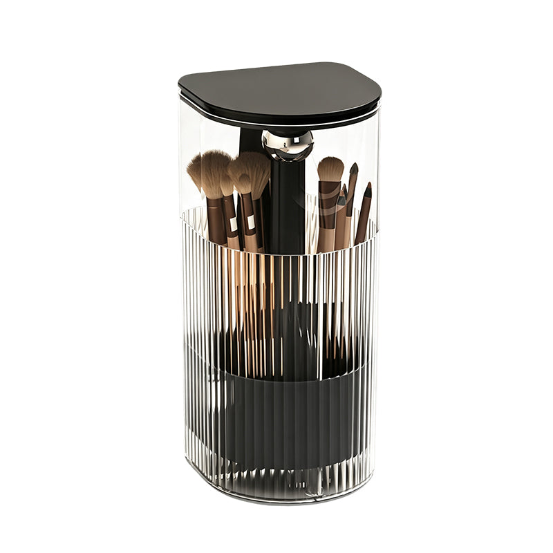 🎉 BEGRÄNSAD TID 50% RABATT! 💄 Elegant Dammsäker Sminkborste-Organisatör – Tryck-Upp Förvaring, Flera Fack & Skyddslock ✨