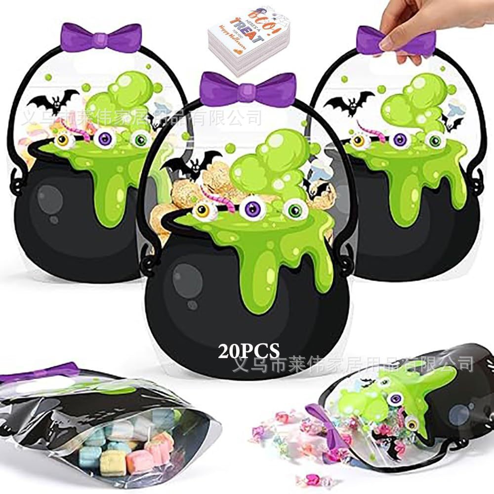 🎃 50 % RABATT NU! 👻 Halloween genomskinliga pumpa presentpåsar – dragkedja & bekvämt handtag för godis 🍬