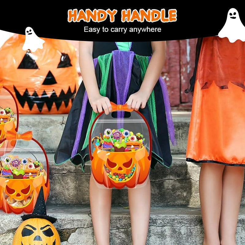 🎃 50 % RABATT NU! 👻 Halloween genomskinliga pumpa presentpåsar – dragkedja & bekvämt handtag för godis 🍬