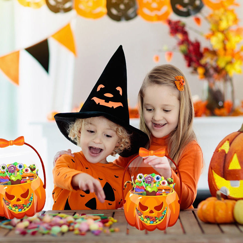 🎃 50 % RABATT NU! 👻 Halloween genomskinliga pumpa presentpåsar – dragkedja & bekvämt handtag för godis 🍬