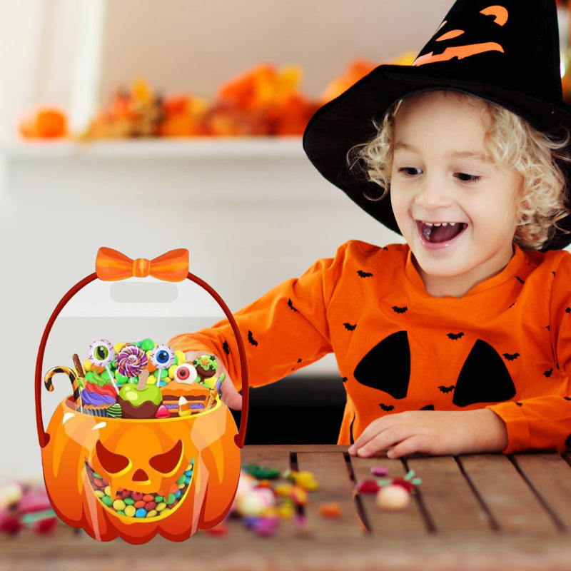 🎃 50 % RABATT NU! 👻 Halloween genomskinliga pumpa presentpåsar – dragkedja & bekvämt handtag för godis 🍬