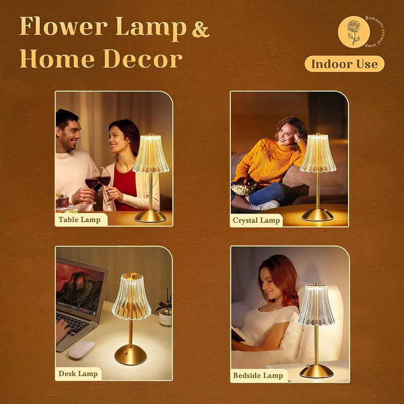 🪔 -50 %! ✨ Uppladdningsbar bordslampa i retrostil – akryl + järn – Ø11×30 cm – 2 W – pekskärm med 3 färger – Type-C – ögonskydd – guld 🏠