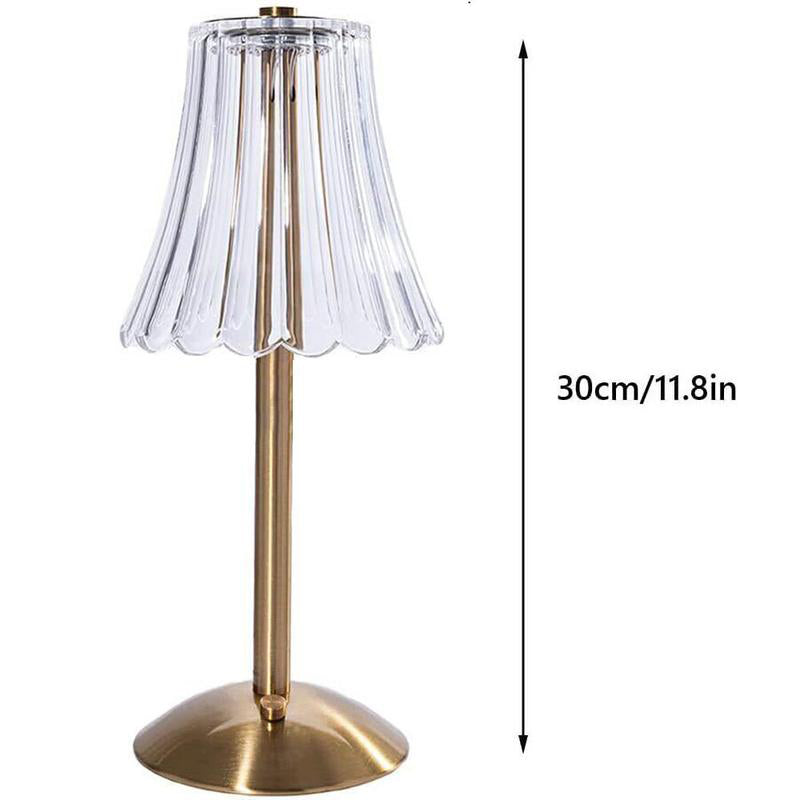 🪔 -50 %! ✨ Uppladdningsbar bordslampa i retrostil – akryl + järn – Ø11×30 cm – 2 W – pekskärm med 3 färger – Type-C – ögonskydd – guld 🏠