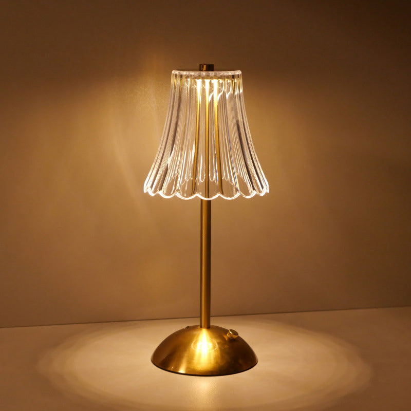 🪔 -50 %! ✨ Uppladdningsbar bordslampa i retrostil – akryl + järn – Ø11×30 cm – 2 W – pekskärm med 3 färger – Type-C – ögonskydd – guld 🏠
