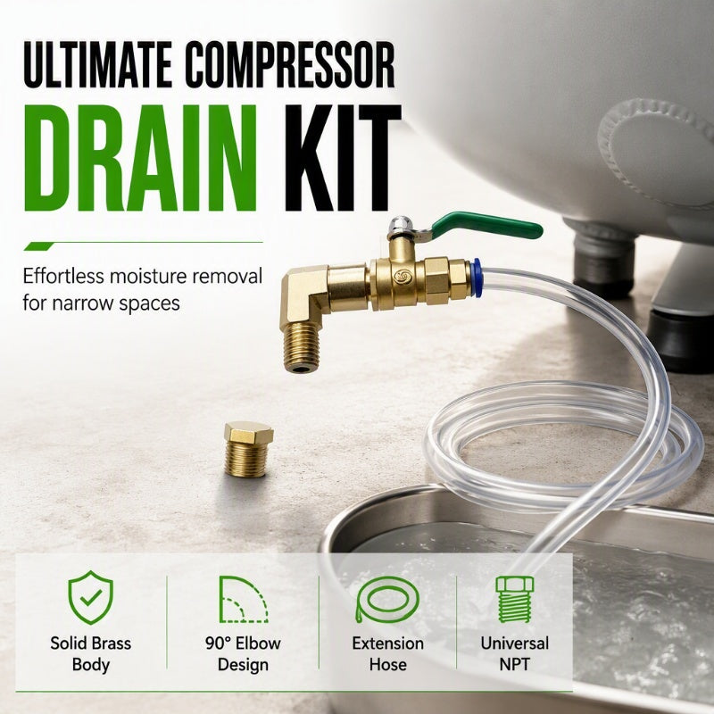 🔧 50% RABATT!!!💦 Universellt dräneringsventilkit för luftkompressor, enkel installation och dränering🚰✨