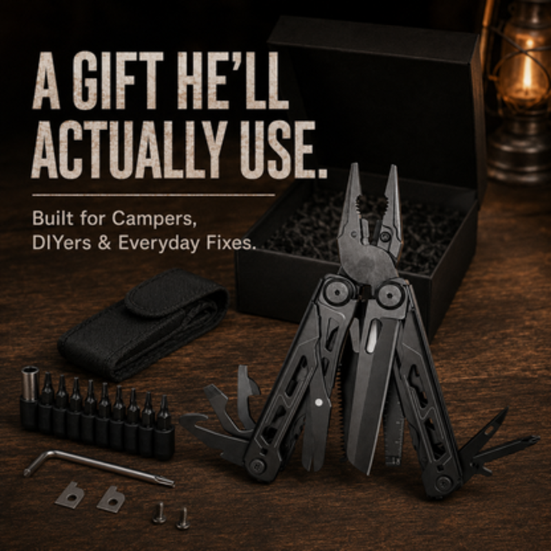 🔧 50 % RABATT NU! 🛠️ Bärbar hopfällbar multiverktyg-tång med fodral – mångsidig, kompakt & hållbar – perfekt för camping och reparationer 🏕️