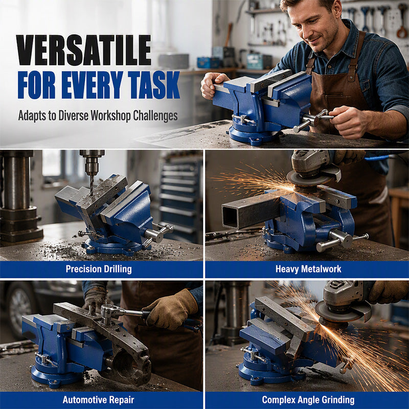 🔧 50 % RABATT NU! 🗜️ Skruvstycke med bred öppning – 80 kN klämkraft, 360° sväng & 90° tilt – perfekt för professionellt metallarbete 🔩