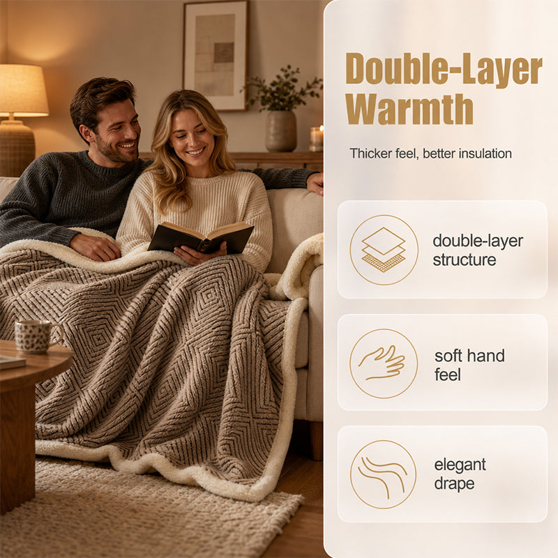 🧶50% RABATT⏰ Dubbellagrat tjockt mjukt filt, slitstark & mångsidig användning🛋️