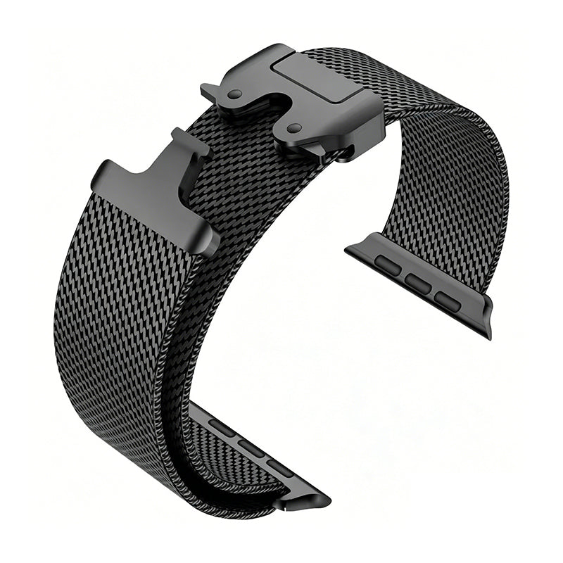 ⌚ 50 % RABATT JUST NU! 🛡️ Armband i rostfritt stålnät – andas, smidigt och säkert lås – uppgradera din smartklocka 🖤