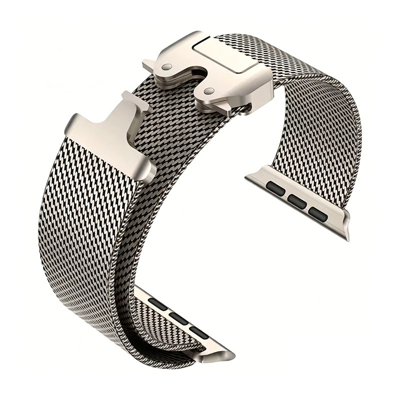 ⌚ 50 % RABATT JUST NU! 🛡️ Armband i rostfritt stålnät – andas, smidigt och säkert lås – uppgradera din smartklocka 🖤