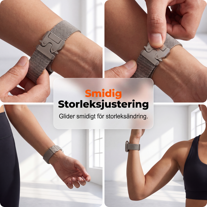 ⌚ 50 % RABATT JUST NU! 🛡️ Armband i rostfritt stålnät – andas, smidigt och säkert lås – uppgradera din smartklocka 🖤