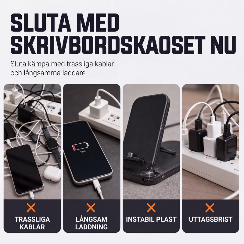 4-i-1 magnetisk trådlös laddningsställ