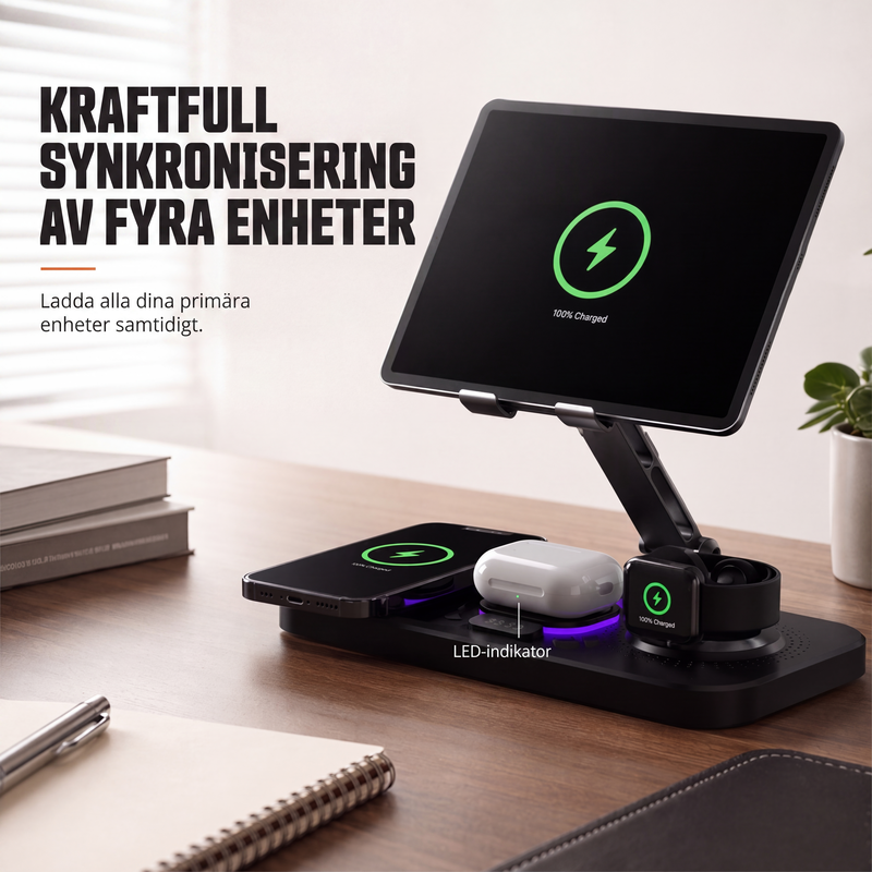 4-i-1 magnetisk trådlös laddningsställ
