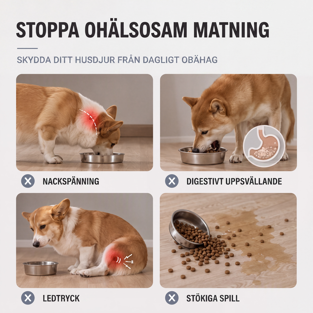 Förhöjda hundskålar med långsammatare & skålar i rostfritt stål